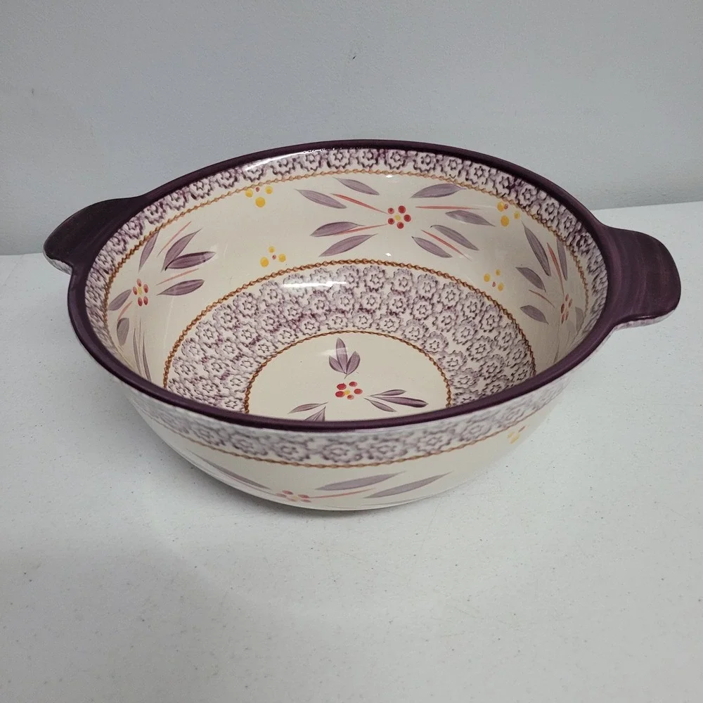 Temp-tations Old World 3qt Round Serving Bowl with Lid Purple Floral